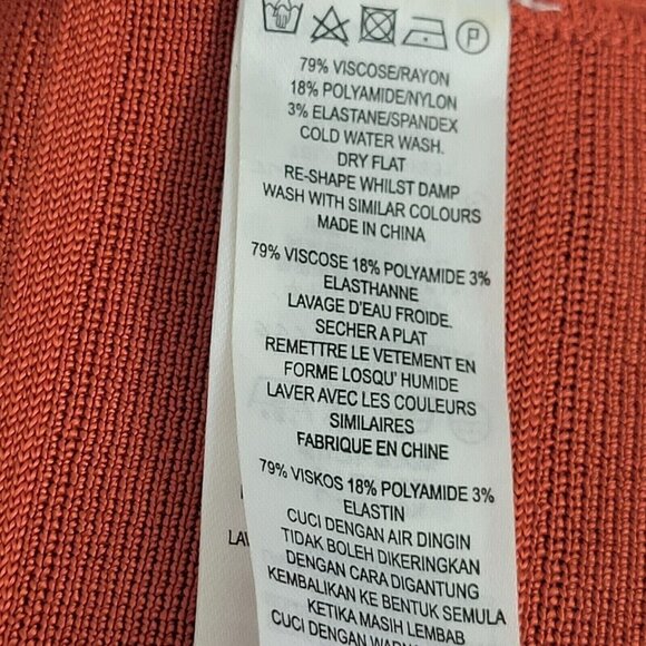 French Connection 90s Bandeau Bodycon Dress Size 10 Orange Party Clubwear - Picture 9 of 10